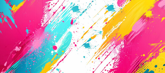 Canvas Print - Colorful abstract background with vibrant splashes and patterns