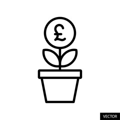 Poster - plant with pound sterling symbol, return on investment, money tree, financial growth concept icon in