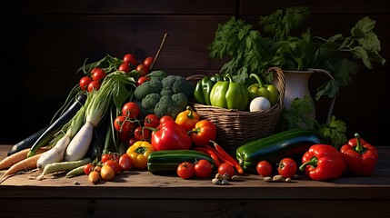 Wall Mural - Textured Background with a Variety of Vegetables