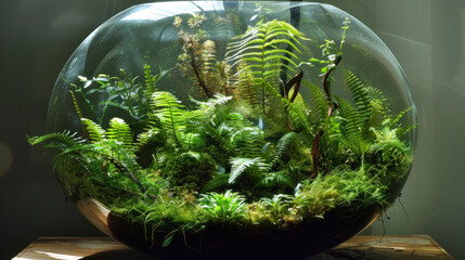 Wall Mural - Indoor terrarium with ferns and small plants