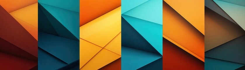 Wall Mural - geometric patterns in bold colors, selective focus, modern design, dynamic, overlay, minimal backdro