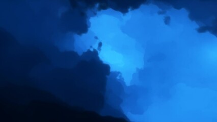 Space Nebula science astronomy background. Fly through large blue nebula. Starry outer space background. Nebula Space