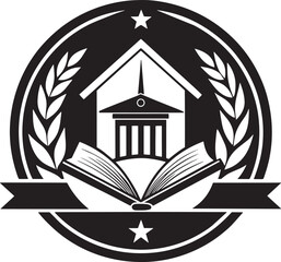 Minimal Education logo illustration black and white