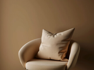 Canvas Print - Sofa chair adorned with a comfortable pillow adds to interior decor