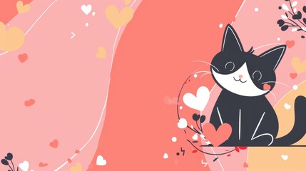 Wall Mural - Abstract background template with pet theme. Vector illustration of cute cat