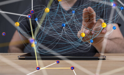 Poster - conference Digital Network and data concept 3d