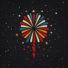 Wall Mural -  Minimalist Firework isolated on transparent, flat vector, simple, minimalistic, clipart, vector, resolution, tshirt, template