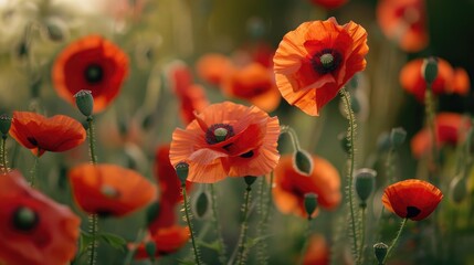 Poster - Close up of red poppies