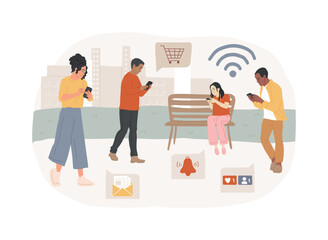 Poster - Internet addiction isolated concept vector illustration.