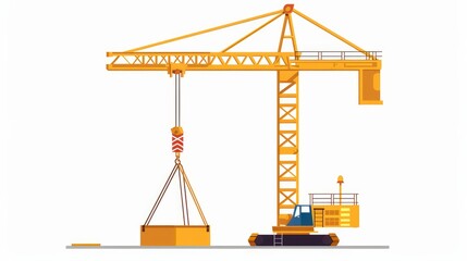 Poster - A flatstyle vector illustration depicts a construction crane isolated on a white background