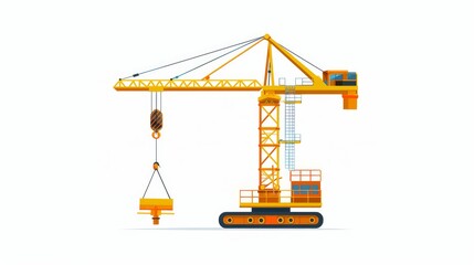 Poster - A flatstyle vector illustration depicts a construction crane isolated on a white background