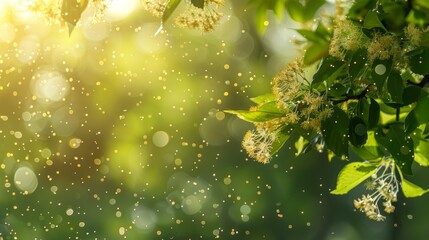 Poster - A tree with leaves that are covered in a light dusting of pollen