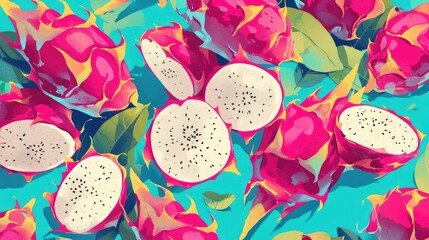 A vibrant Dragon Fruit illustration in 2d format ideal for fruit inspired items confectionery treats and health conscious food and drink offerings