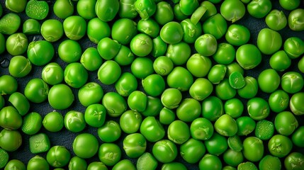 Wall Mural - Fresh green peas scattered with water droplets