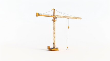 Poster - A tower crane is presented in a 3D illustration isolated on a white background