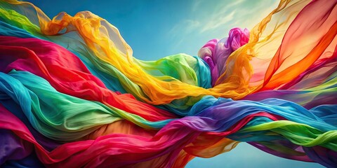 Abstract art featuring flowing fabric in vibrant colors, abstract, art, flowing, fabric, vibrant, colors, colorful