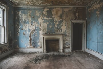 Poster - an abandoned room in a house