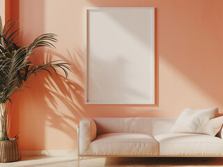 Wall Mural - A modern living room is enhanced by a horizontal frame mock-up