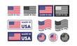 © Abderrahmen - Made in USA icon set, Usa wave  flag, American flag concept, US flags collection vector