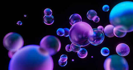 Poster - A bunch of colorful spheres floating in the air. The spheres are of different sizes and colors, creating a sense of movement and energy. The image conveys a feeling of playfulness and creativity