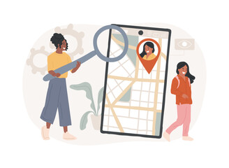Aufkleber - Mobile tracking soft isolated concept vector illustration.