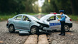 © Luluraschi - miniature toy depiction on car crash accident with police involved