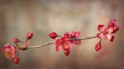 Wall Mural - Blooms on the maple twig
