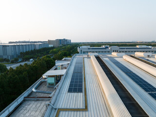 Wall Mural - view of solar power panels on rooftop