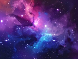 Wall Mural - Purple and Blue Nebula Background