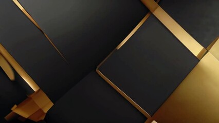 Wall Mural - Abstract luxury black grey gradient backgrounds with diagonal golden metallic stripes. Geometric graphic motion animation. Seamless looped dark backdrop. Simple elegant universal minimal 3d background
