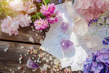 Wall Mural - astrology. astrologer calculates natal chart and makes a forecast of fate tarot cards, fortune telli