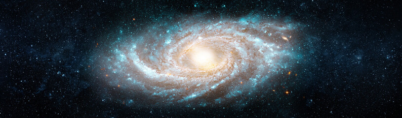Wall Mural - view from space to a spiral galaxy and stars. universe filled with stars, nebula and galaxy,. elemen