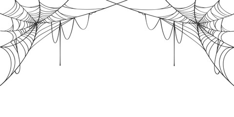 Wall Mural - halloween spider web isolated on transparent background. hector venom cobweb set. vector illustratio