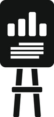 Poster - black and white icon of a flipchart showing positive business results