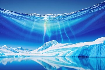 Wall Mural - snow-capped mountains rise under a bright blue sky in this winter landscape