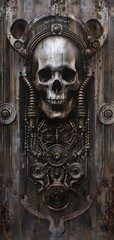 Wall Mural - A skull with a clock on its forehead