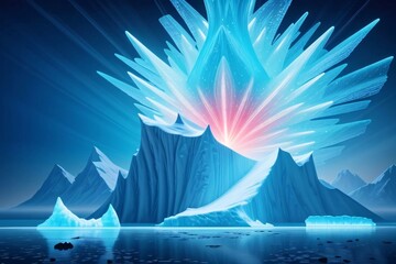 Wall Mural - landscape filled with snowy mountains with tall trees under the winter sky.