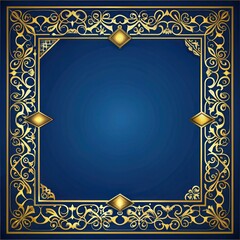 Wall Mural - sophisticated graduation certificate border frame vector in blue and gold. Concept: elegant frame backgrounds, sophisticated design, vector certificate borders, blue and gold frames, professional