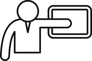 Poster - businessman is pointing at something on a blank board