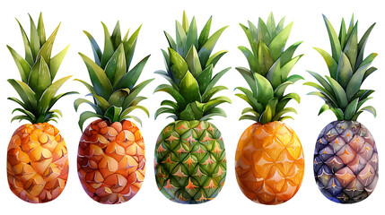 Wall Mural - Sweet pineapple fruit on a transparent background