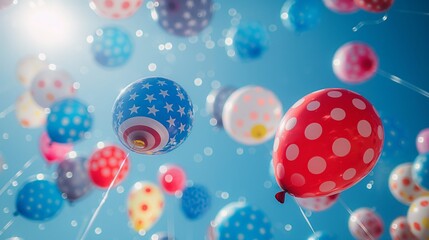 Wall Mural - a bunch of colorful balloons with stars
