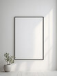 © KF - Mockup of poster, photo frame on white wall background, wooden floor
