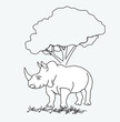 ©  Md Solayman - Vector Rhino silhouette line drawing or Rhino sketch illustration.