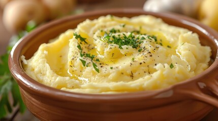Wall Mural - Creamy mashed potatoes in a dish
