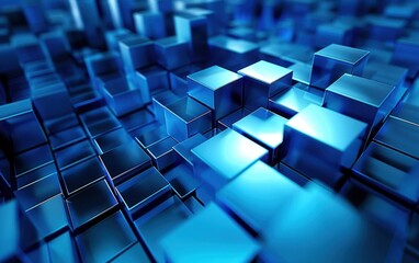 Poster - blue background with a geometric design, in a modern and futuristic style, with light effects, on a 