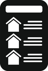 Poster - Simple black icon of a smartphone app listing houses for sale