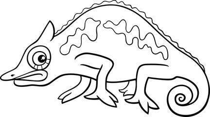 Wall Mural - funny cartoon chameleon reptile animal character coloring page