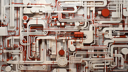 Wall Mural - Background with metallic panels texture, wires and circuit. Spaceship hull wall technology background.