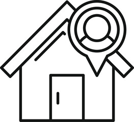 Poster - Outline icon of a house with a magnifier glass showing a family