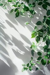 Wall Mural - A white background with green leaves